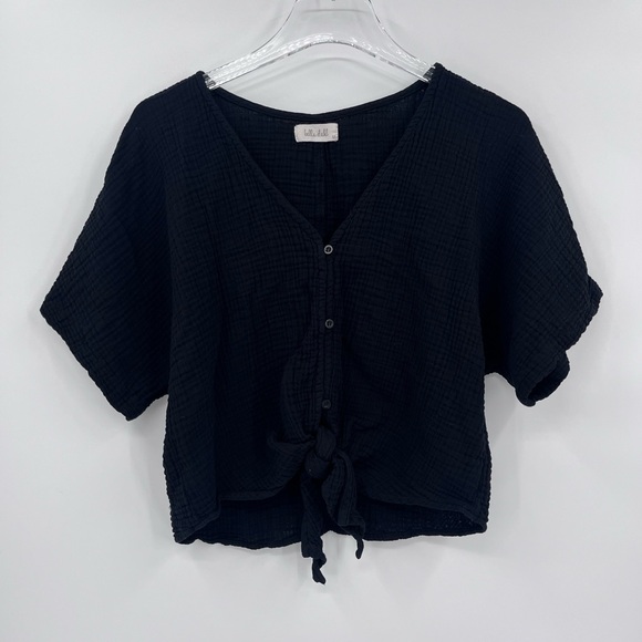 Bella Dahl - Kimono Sleeve Tie Front Top -‎ Night Shade size medium - Picture 1 of 7